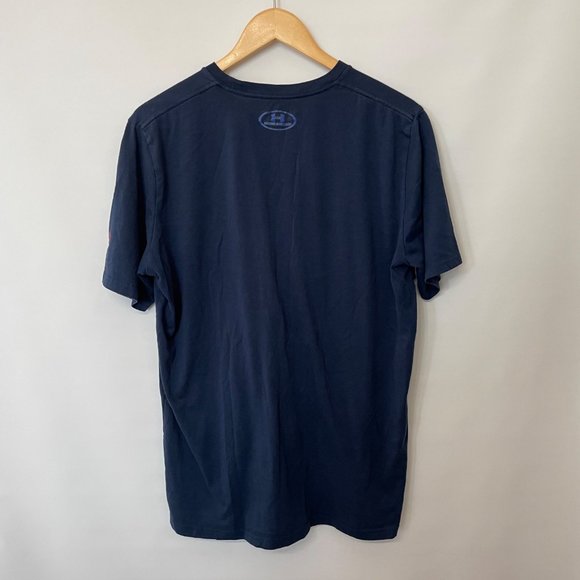 Under Armour Mens Size XL Loose Heatgear Short Sleeve Shirt Blue Graphic Print - Picture 2 of 11